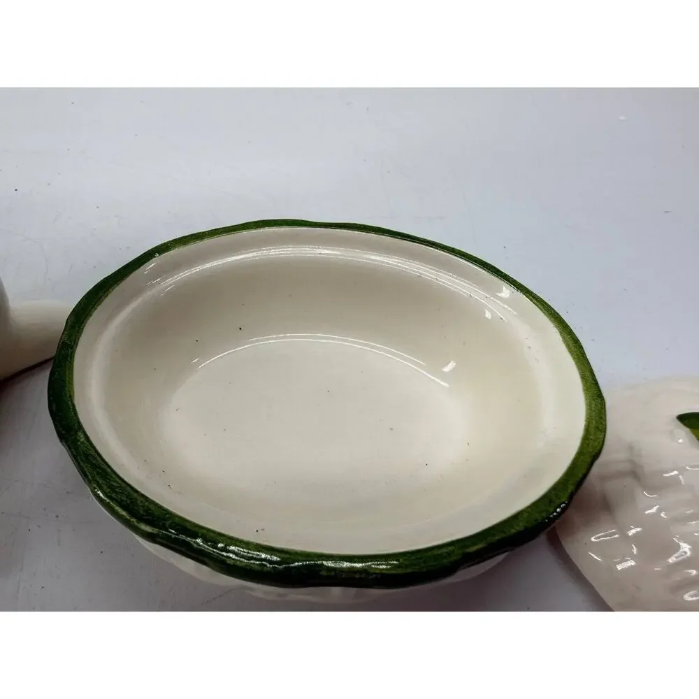 Vintage Avon Easter Bunny Candle Holder Trinket Box Brazil 1981 1982 Set